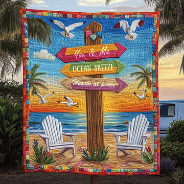 Beach You And Me Quilted Blanket Christmas Throw Blanket Best Gifts For Ocean Lovers - Marykun
