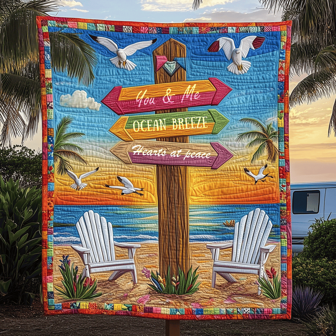 Beach You And Me Quilted Blanket Christmas Throw Blanket Best Gifts For Ocean Lovers - Marykun