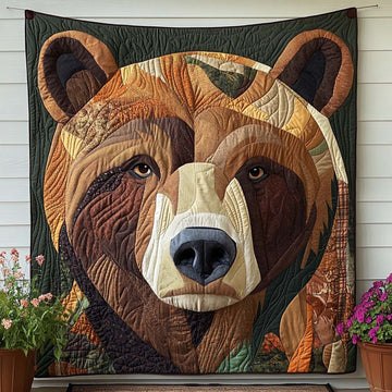 Bear Creek Walk Quilted Blanket Holiday Throw Blanket Bear Gifts For Her - Marykun
