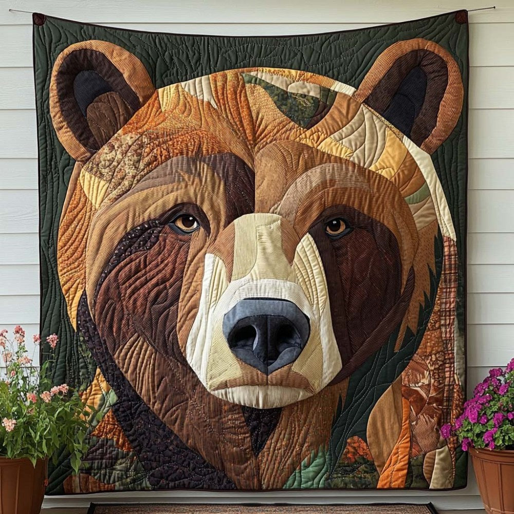 Bear Creek Walk Quilted Blanket Holiday Throw Blanket Bear Gifts For Her - Marykun
