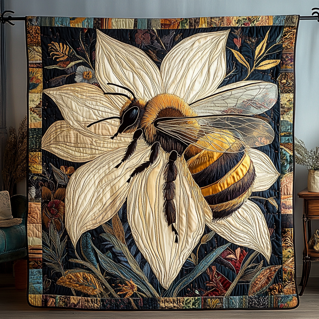 Bee Bliss Quilted Blanket Best Throw Blanket Halloween Anniversary Gifts - Marykun