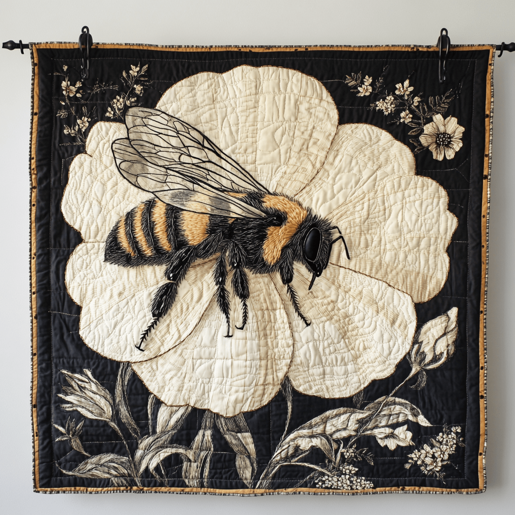 Bee Harmony Quilted Blanket Christmas Throw Blanket Skull Gifts For Him - Marykun