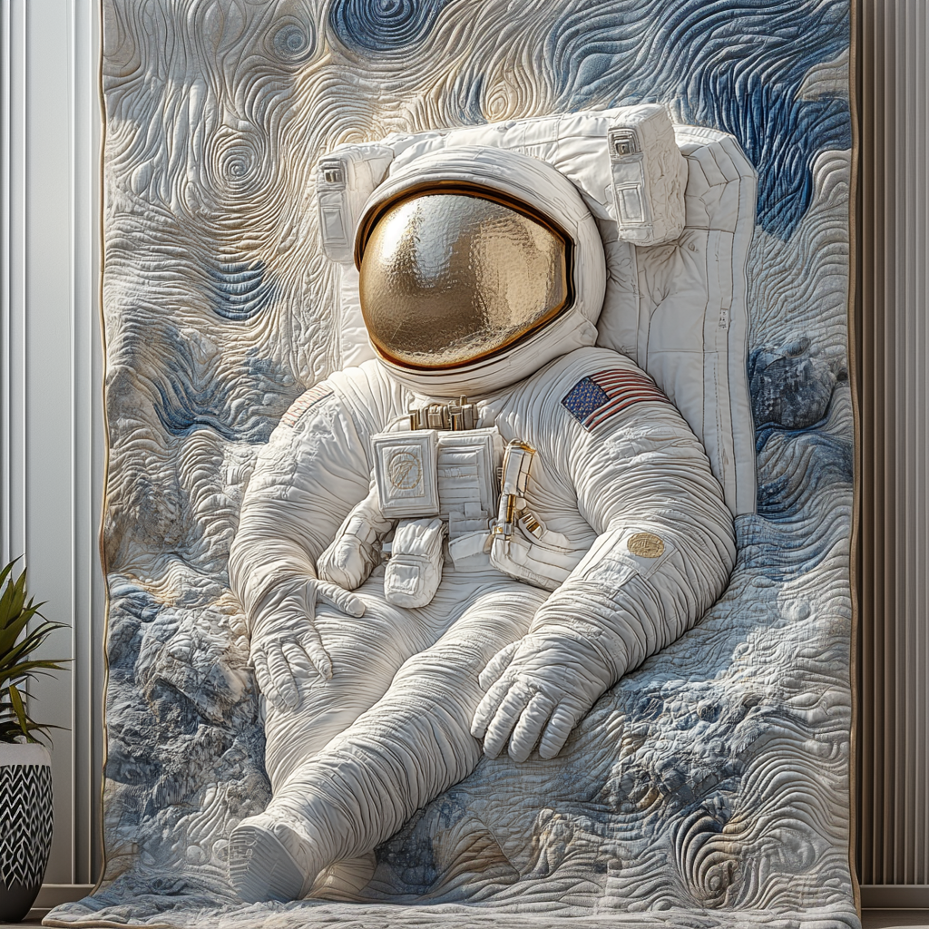 Beyond the Stars Quilted Blanket Christmas Bedroom Decor Astronaut Related Gifts - Marykun