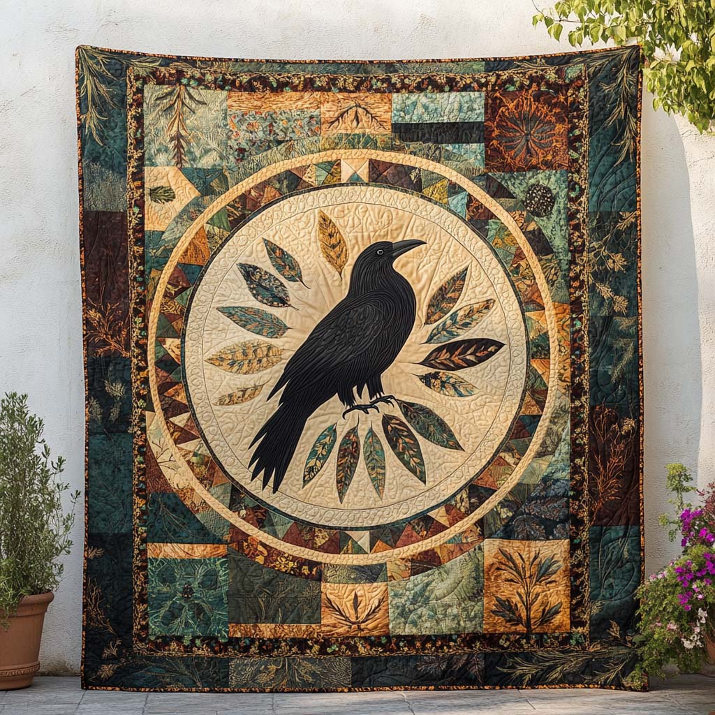 Black Feathered Soul Quilted Blanket Holiday Throw Blanket Gifts For Crow Lovers - Marykun