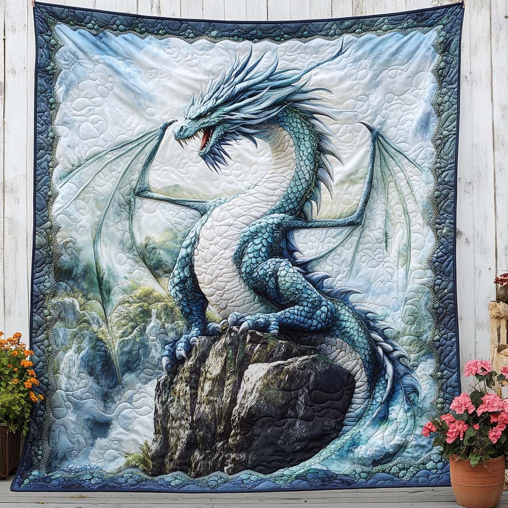Blazing Majesty Quilted Blanket Cool Throw Blanket Dragon Themed Gifts - Marykun
