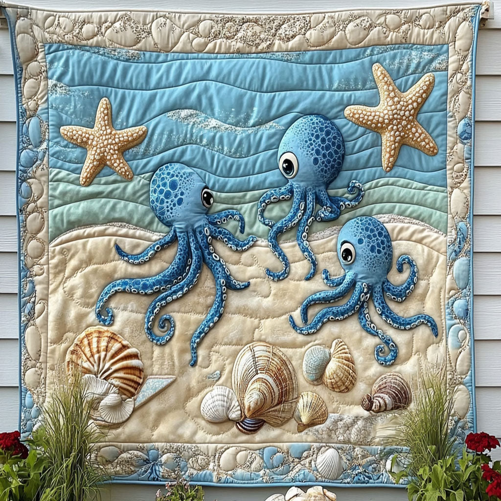 Bloom of Arms Quilted Blanket Best Couch Throw Blanket Octopus Lover Gifts - Marykun