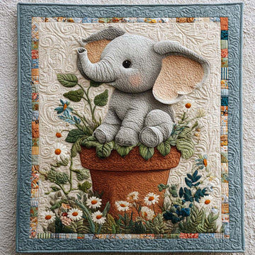 Blooming Buddy Quilted Blanket Winter Decor Blanket Christmas Gift Ideas For Elephant Lovers - Marykun