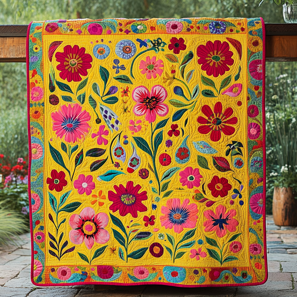 Blooming Joy Quilted Blanket Best Couch Throw Blanket Mexican Birthday Gift Ideas - Marykun