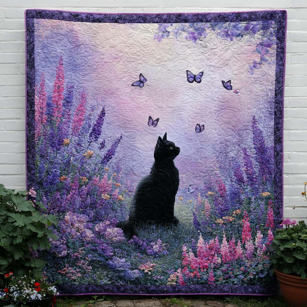 Blooming Kitty Quilted Blanket Holiday Throw Blanket Gift Idea For Cat Owner - Marykun