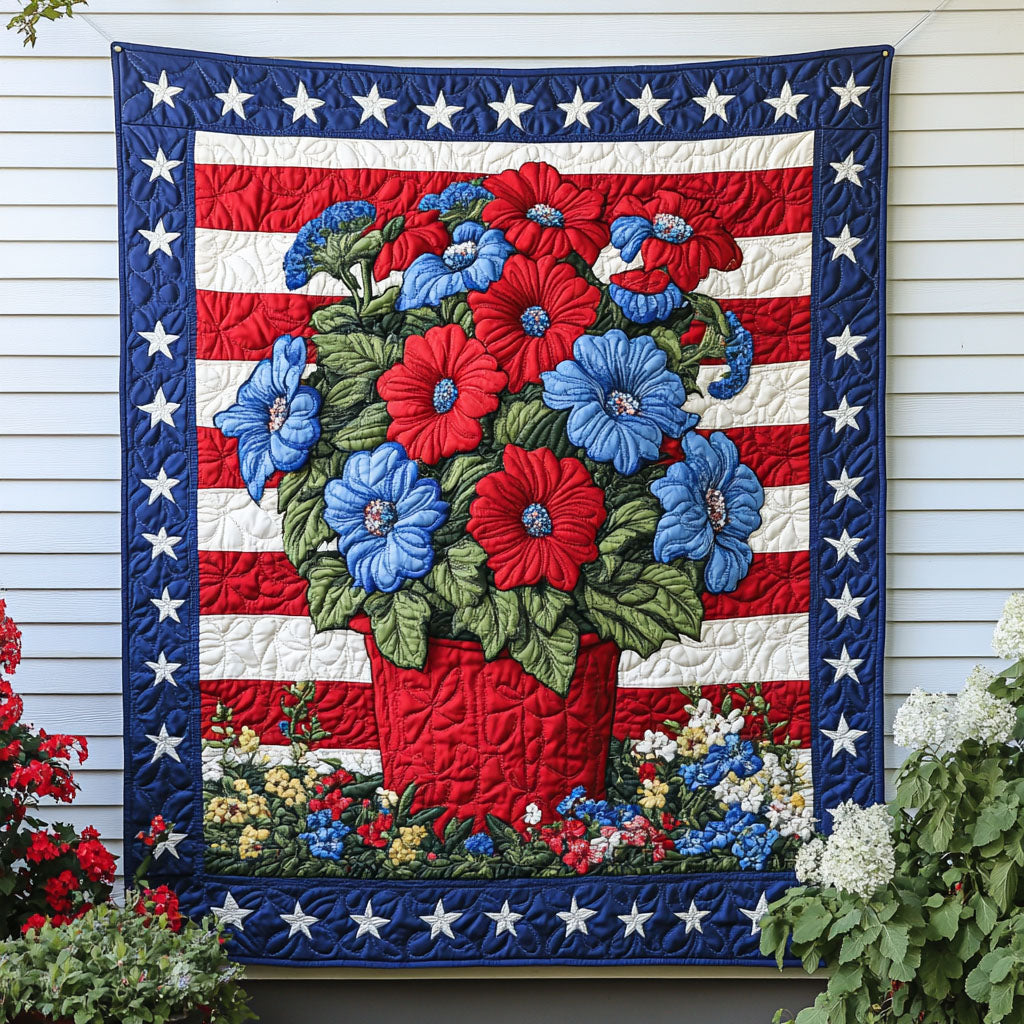 Blooming Liberty Quilted Blanket Bedroom Xmas Decor Patriotic Novelty Items - Marykun