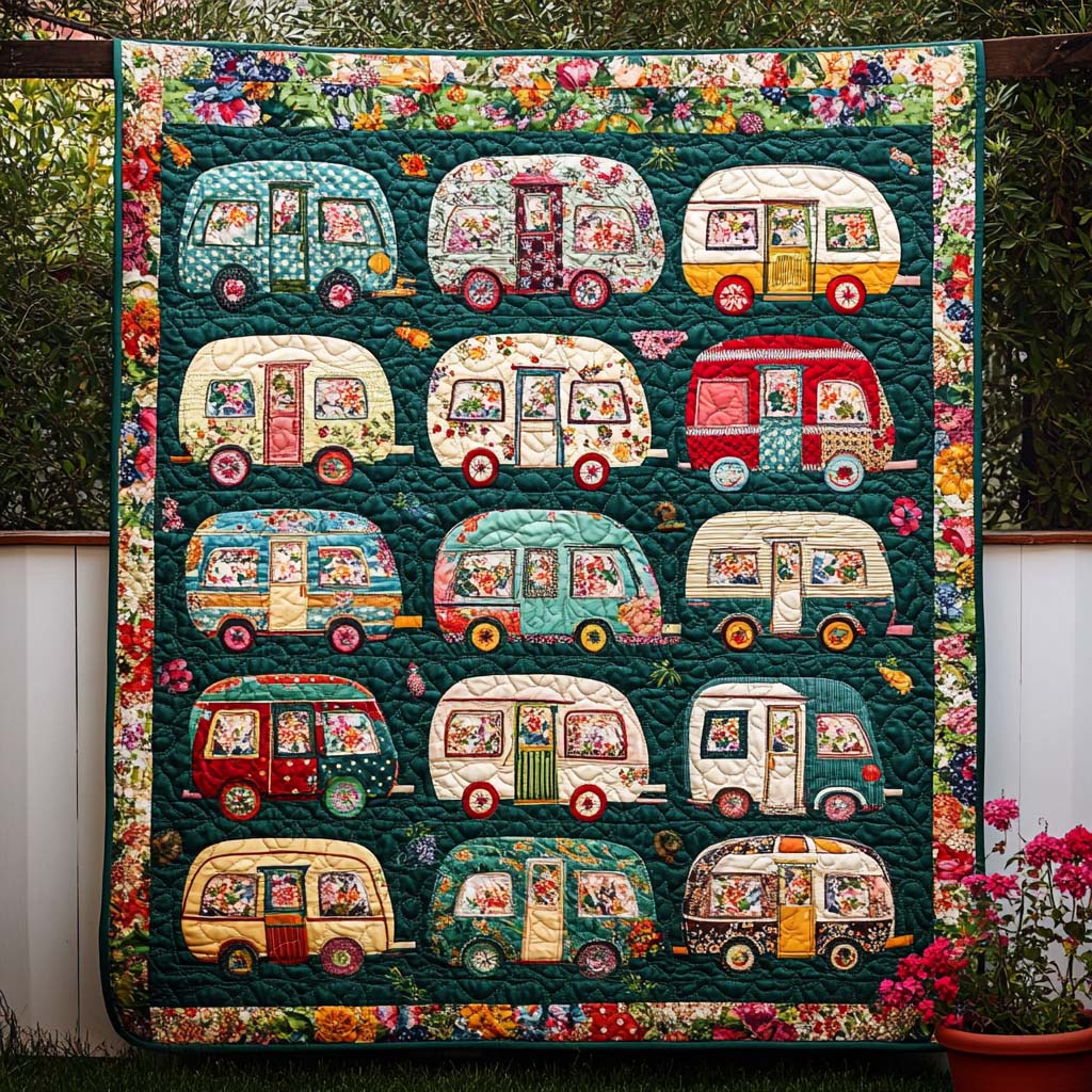 Blooming Van Trails Quilted Blanket Bedroom Decor Christmas Unique Ralated Camping Gifts - Marykun