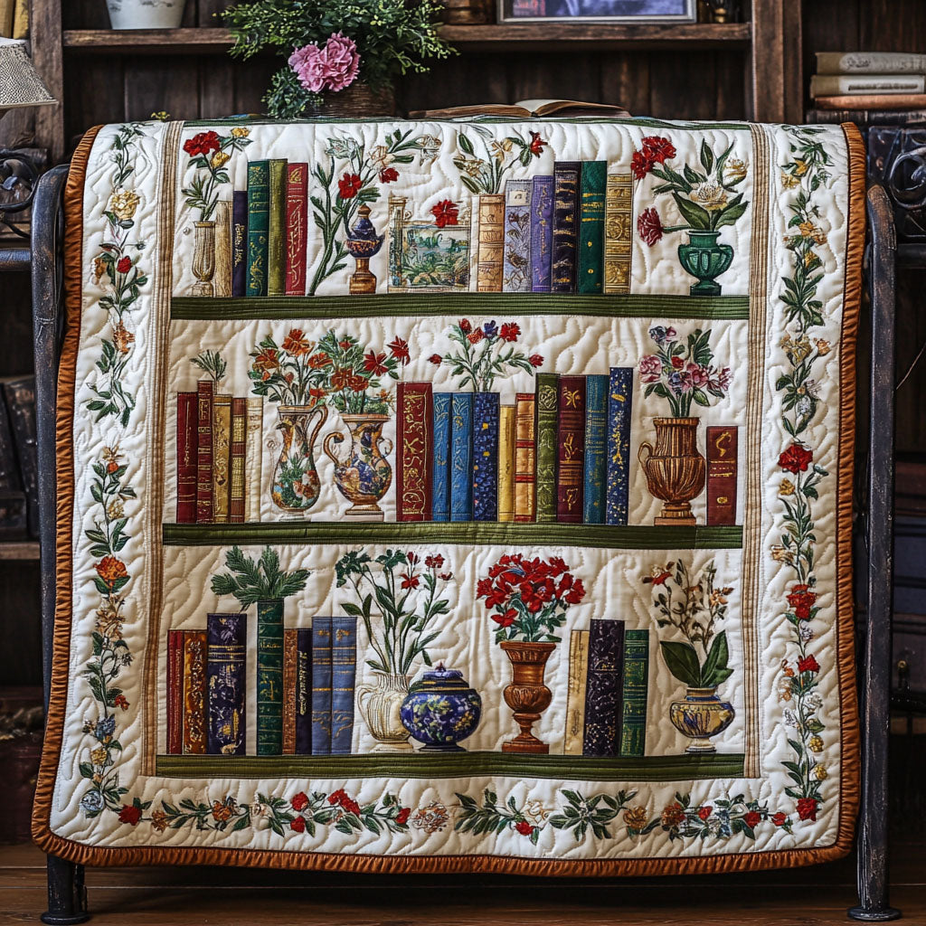 Blossom Between Books Quilted Blanket Best Couch Throw Blanket Book Lover Gifts For Girlfriend - Marykun