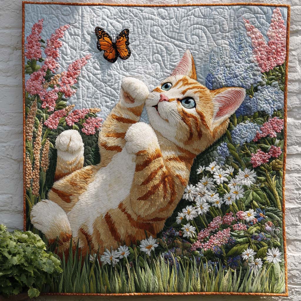 Blossom Cat Quilted Blanket Winter Decor Blanket Cat Gifts For Women - Marykun