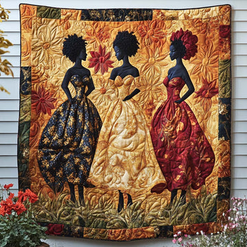 Blossom Queens Quilted Blanket Cozy Home Bedding Melanin African American Gifts Stuff - Marykun
