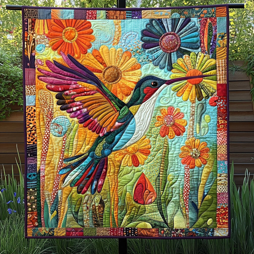 Blossoming Hummingbird Quilted Blanket Cute Throw Blanket Awesome Gifts For Hummingbird Lovers - Marykun