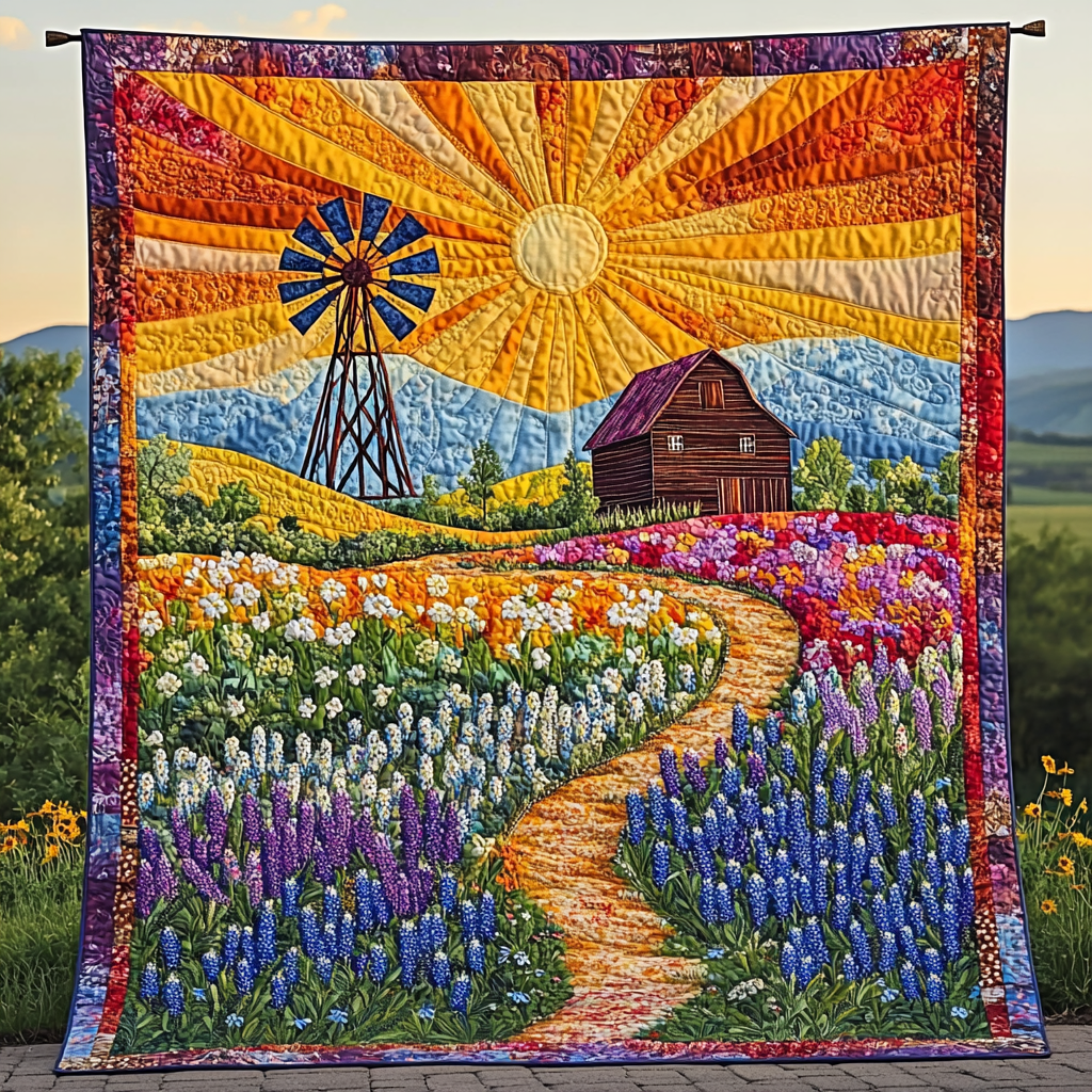 Bluebonnet Blooms Quilted Blanket Best Couch Throw Blanket Christmas Gifts For Relatives - Marykun