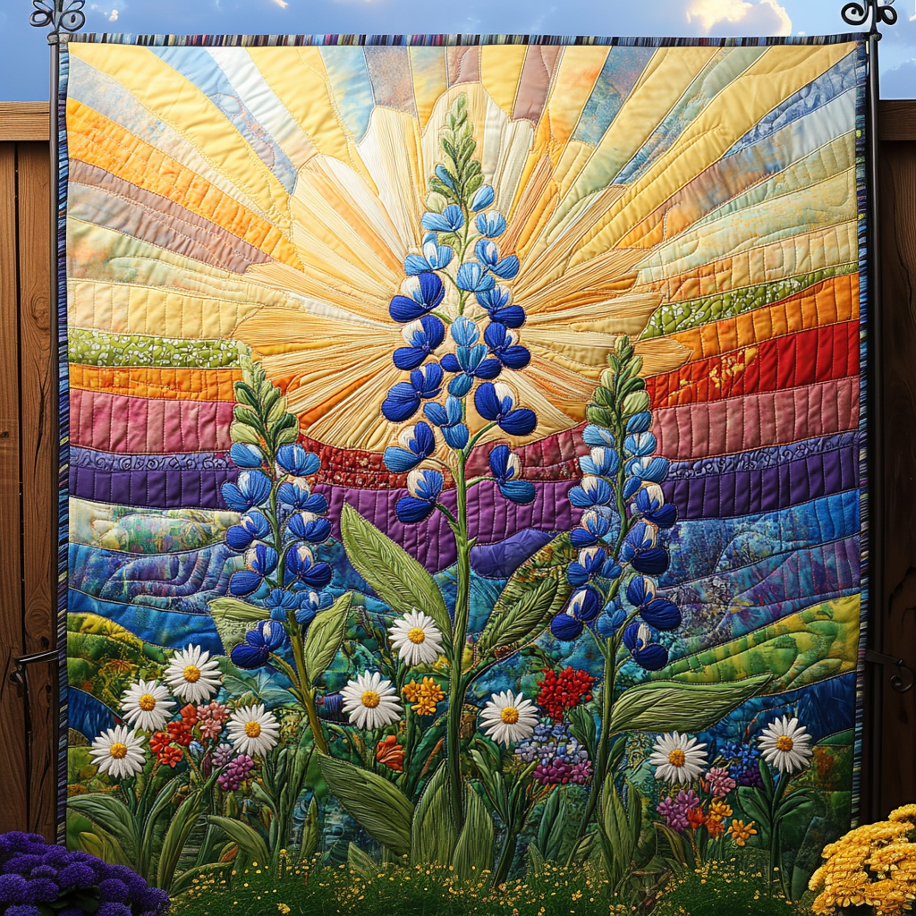Bluebonnet Horizon Quilted Blanket Home Bedding Decor Family Gift Ideas For Christmas - Marykun