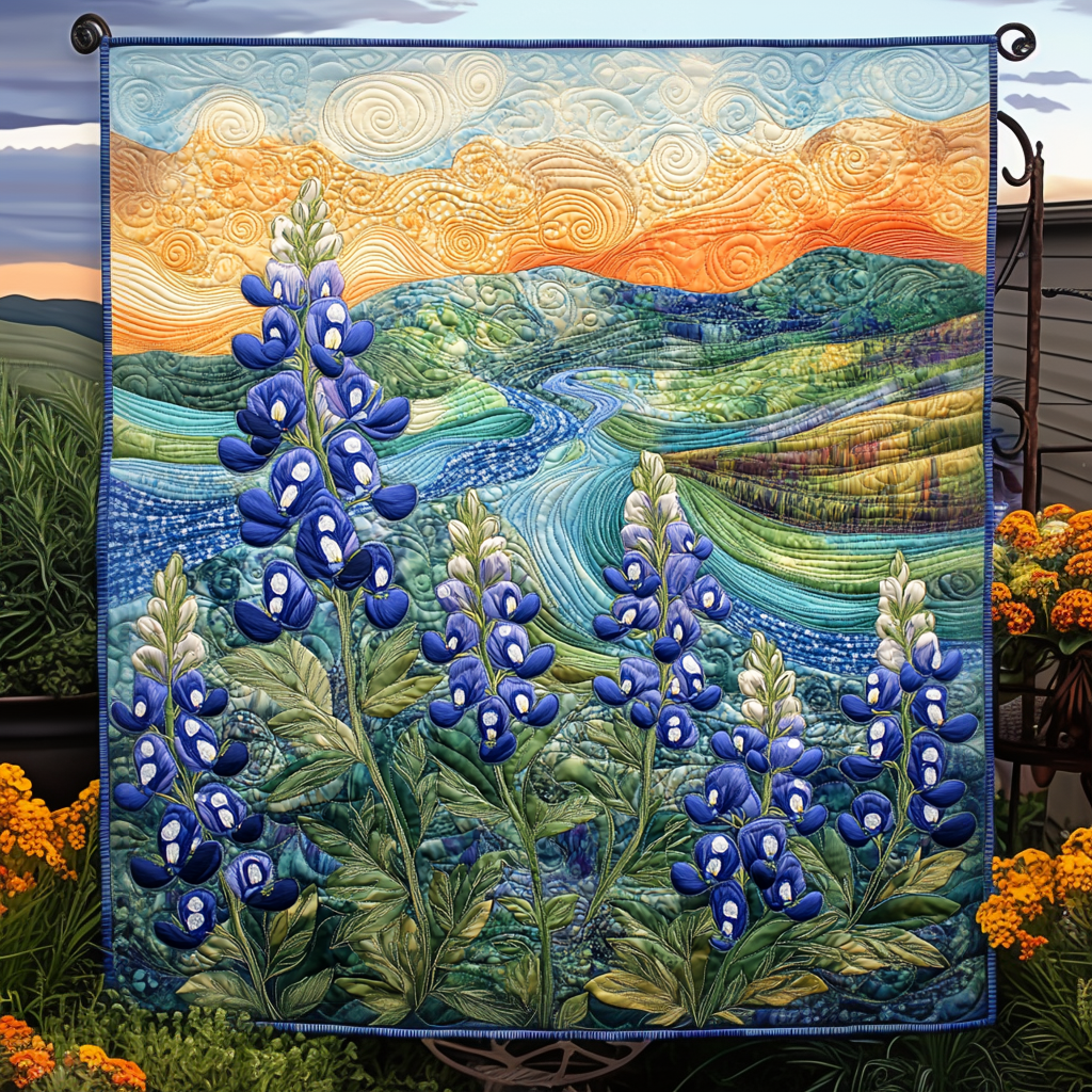Bluebonnet Meadows Quilted Blanket Sofa Couch Throw Blanket Gifts For The Family Christmas - Marykun