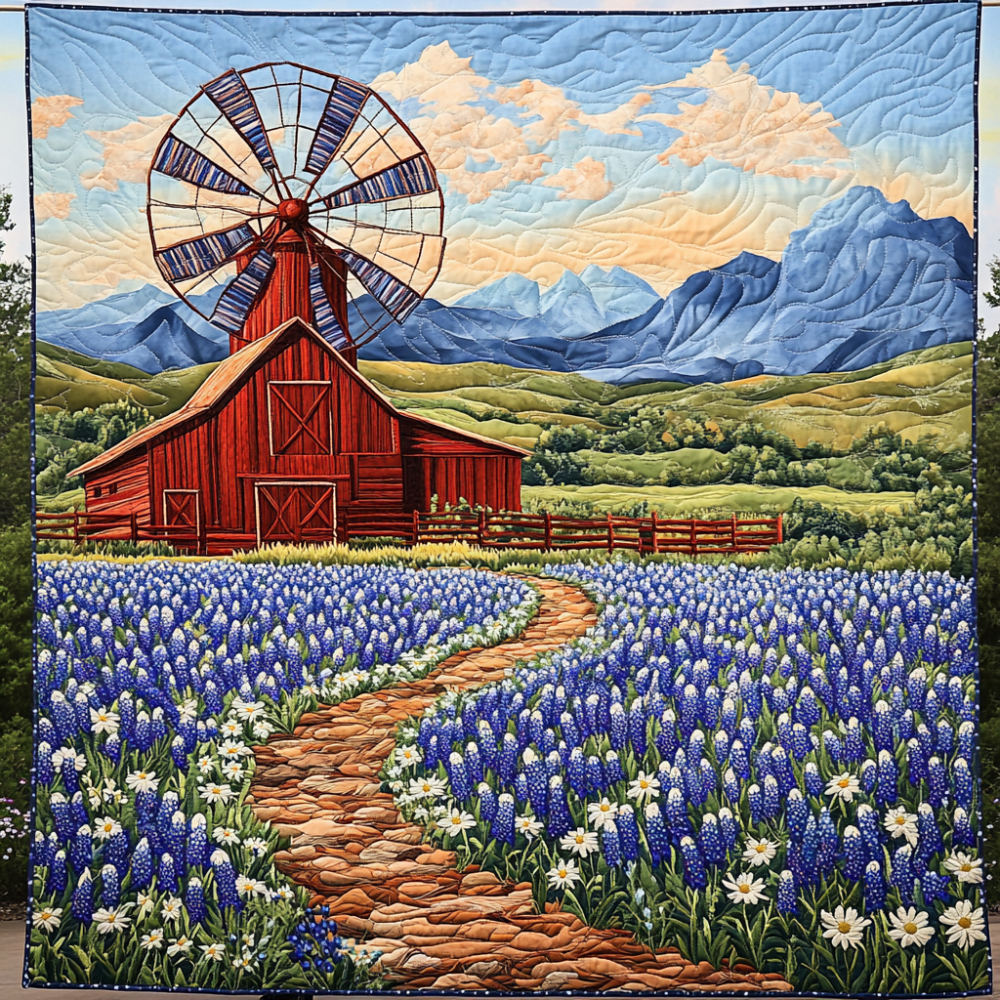 Bluebonnets Hill Quilted Blanket Sofa Couch Throw Blanket Family Christmas Present Ideas - Marykun