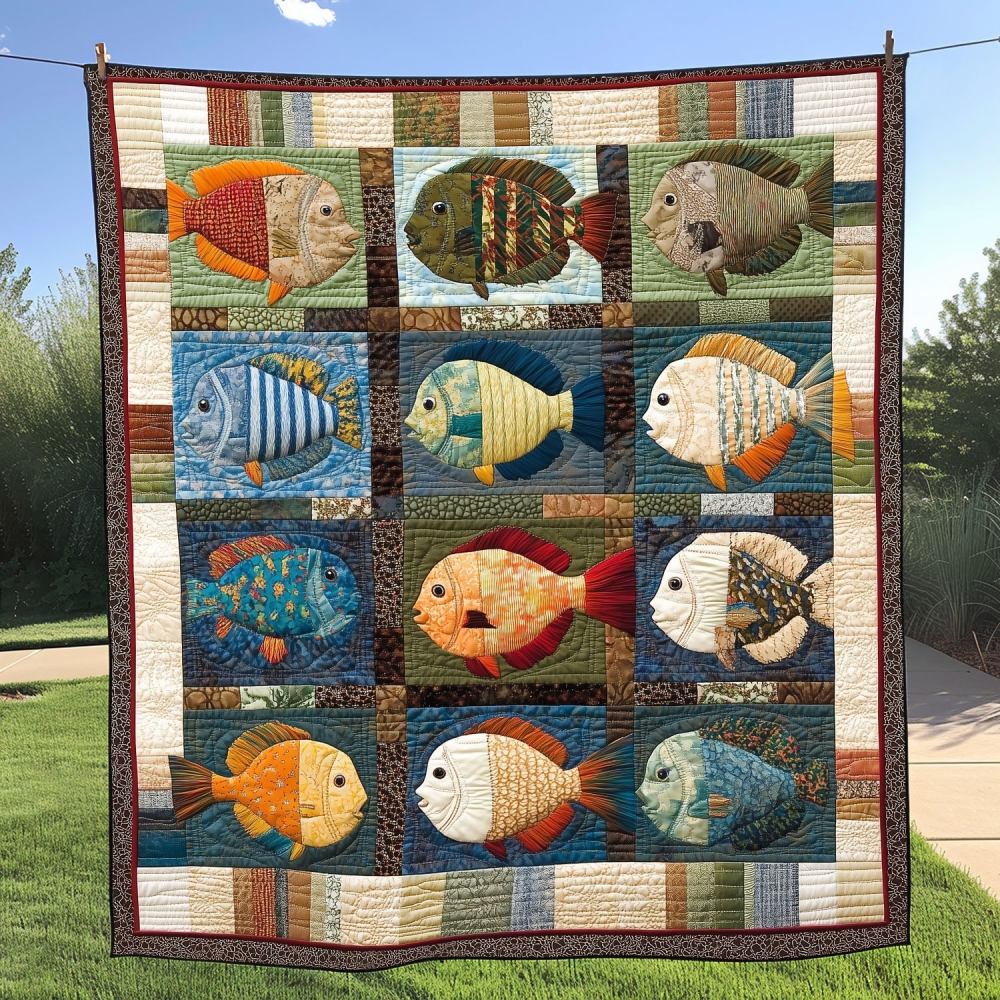 Bluegill Bliss Quilted Blanket Bed Christmas Decor Unique Best Gifts For Fishing Lovers - Marykun