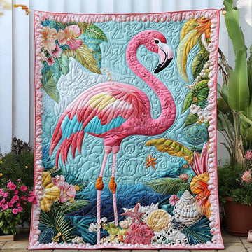 Blush and Bounce Quilted Blanket Sofa Couch Throw Blanket Birthday Presents For Flamingo Lovers - Marykun