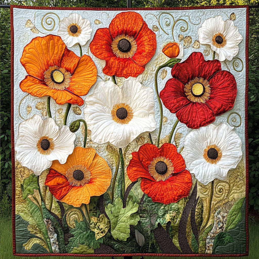 Blushing Bloom Quilted Blanket Winter Decor Blanket Poppy Presents - Marykun
