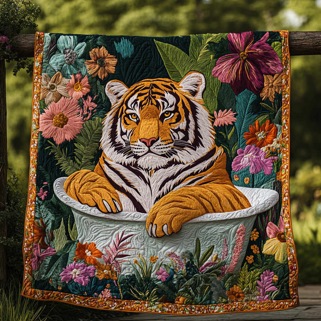 Bold and Untamed Quilted Blanket Christmas Room Decor Tiger Themed Gifts - Marykun