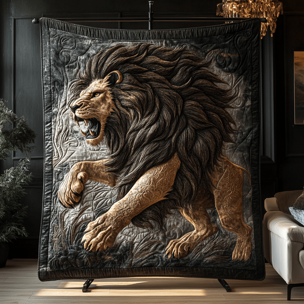Bold Pride Quilted Blanket Christmas Throw Blanket Birthday Gifts For Lion Lovers - Marykun