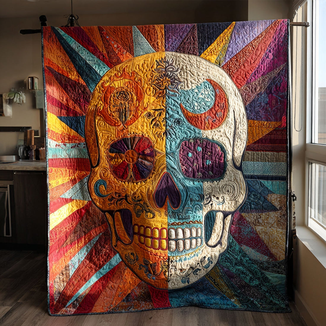 Bone Ritual Quilted Blanket Best Couch Throw Blanket Skull Gifts For Dad - Marykun