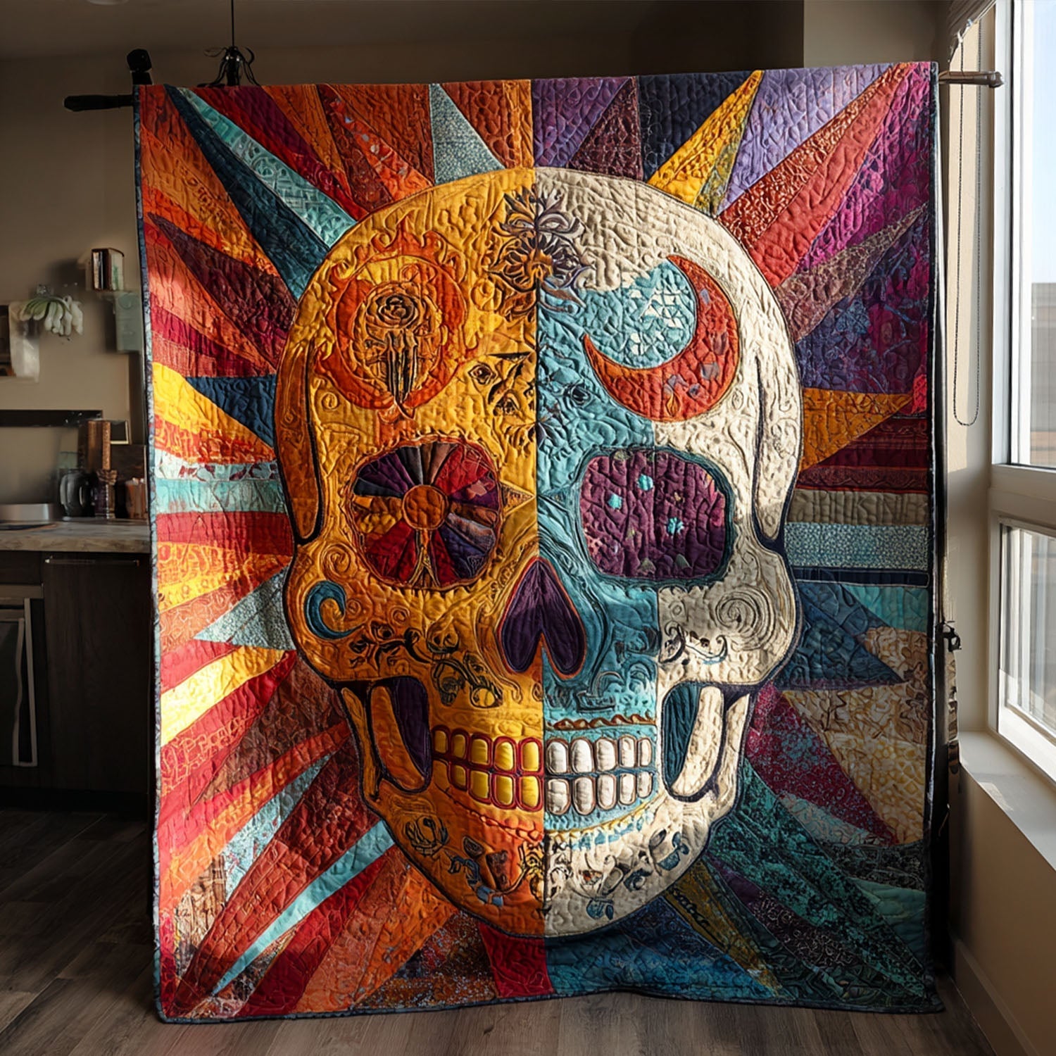 Bone Ritual Quilted Blanket Best Couch Throw Blanket Skull Gifts For Dad - Marykun