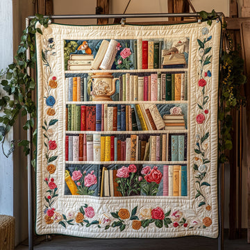 Books and Blooms Quilted Blanket Best Couch Throw Blanket Birthday Presents For Book Lovers - Marykun