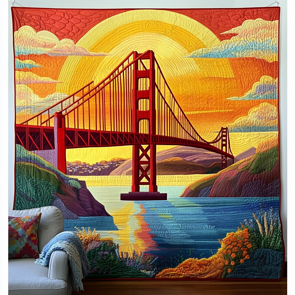 Bridge in Bloom Quilted Blanket Best Throw Blanket Gift Ideas For Nature Lovers - Marykun