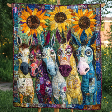 Bright Burros Quilted Blanket Sofa Couch Throw Blanket Donkey Novelty Gifts - Marykun