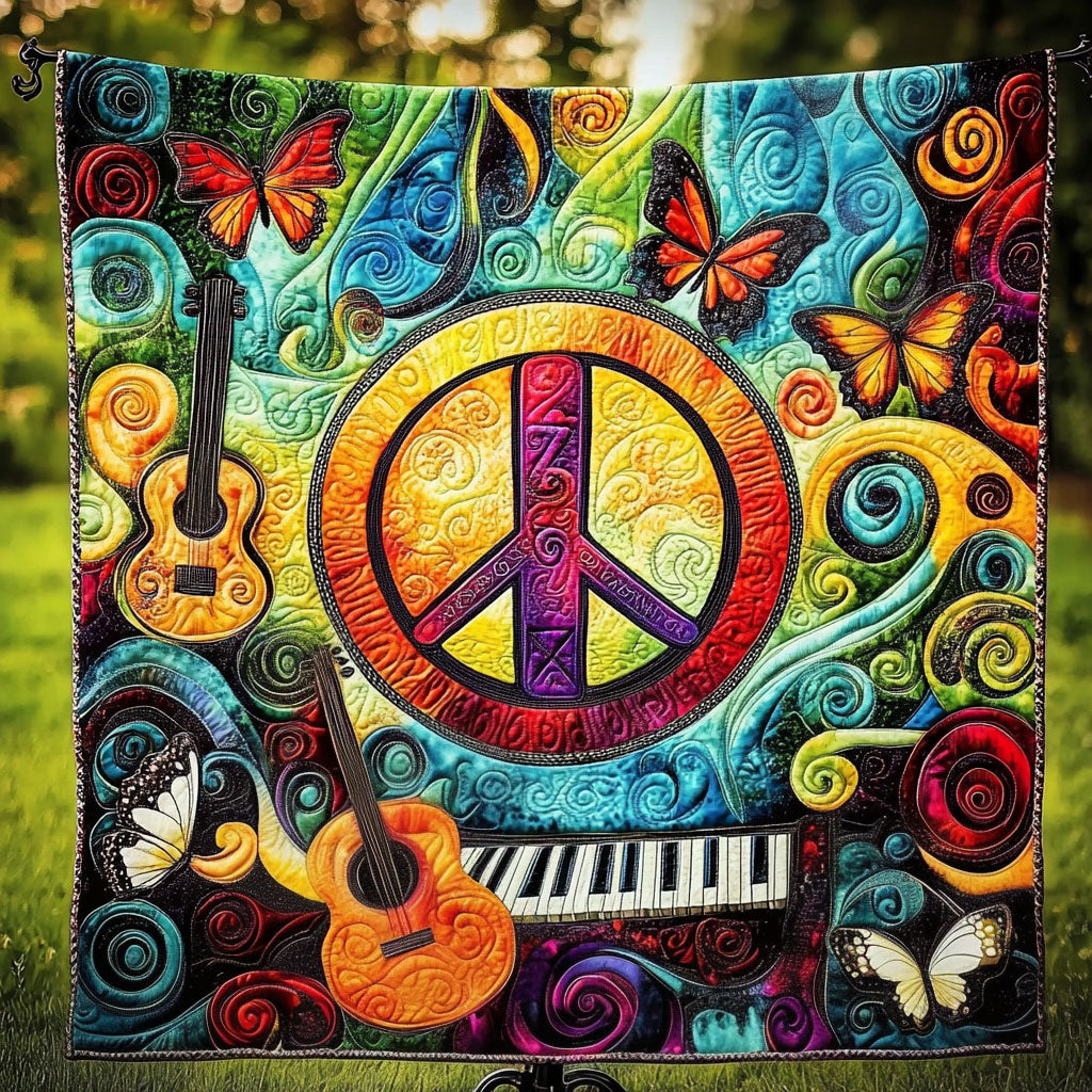 Butterfly Symphony Quilted Blanket Best Throw Blanket Christmas Gifts For Guitar Players - Marykun