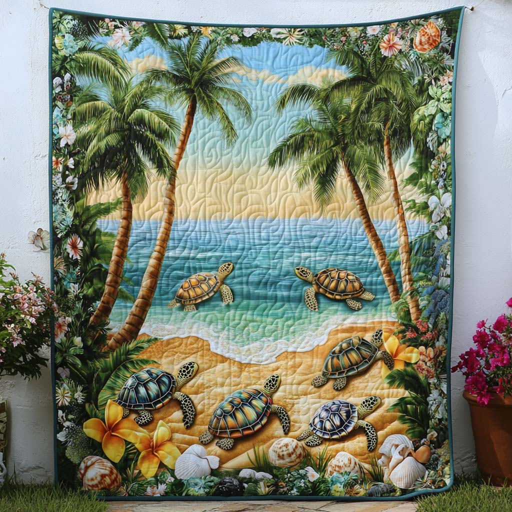Calm Shell Serenity Quilted Blanket Best Throw Blanket Fishing Items For Lovers - Marykun