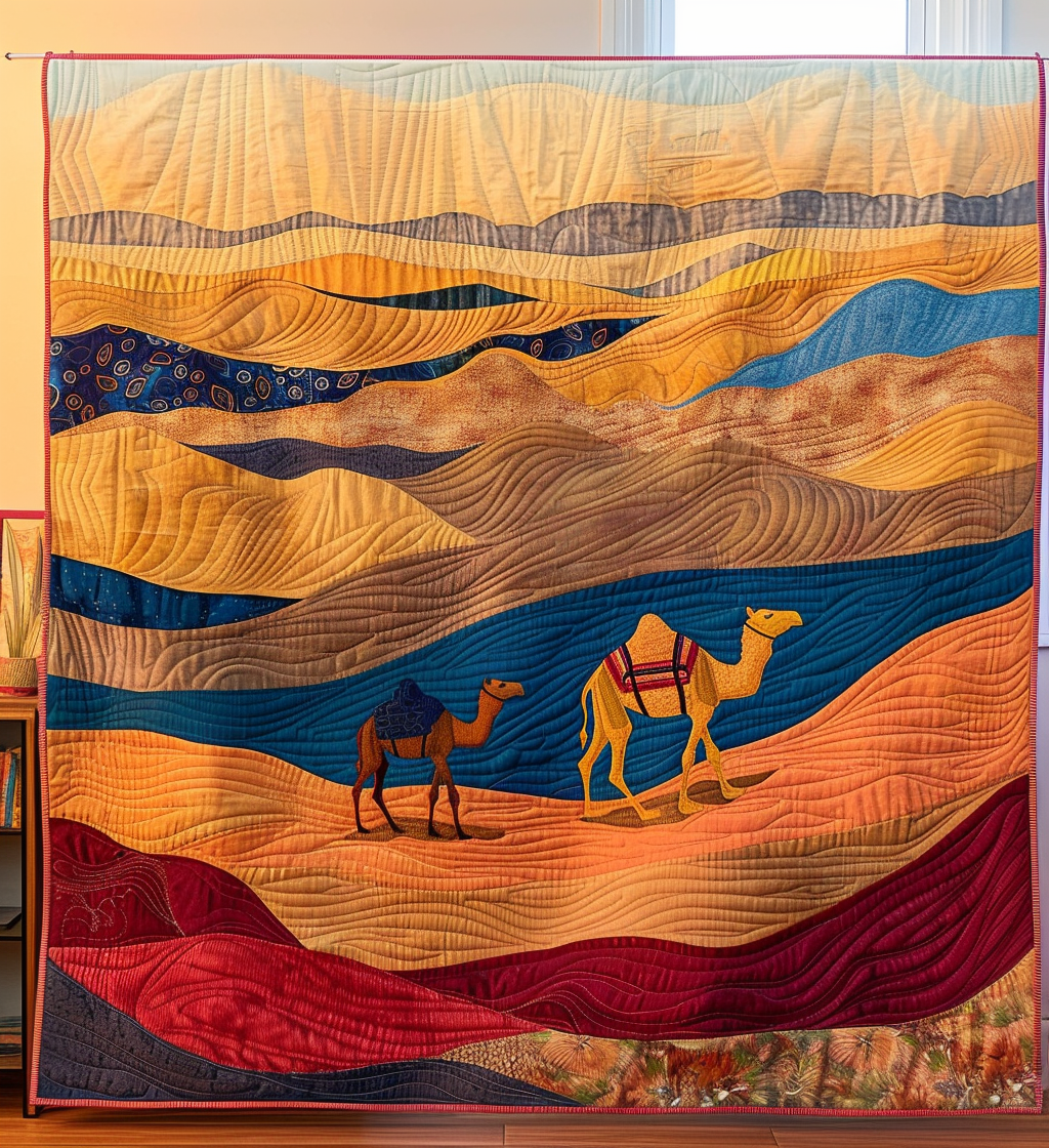 Camel Journey Quilted Blanket Best Throw Blanket Xmas Gifts For Family - Marykun