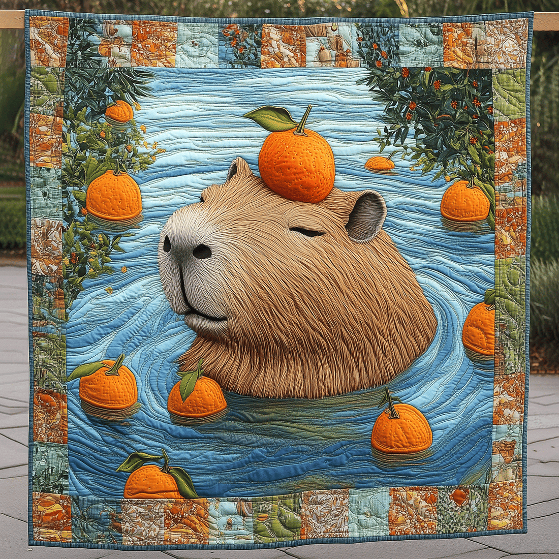 Capybara Chill Quilted Blanket Cool Throw Blanket Capybara Themed Gifts - Marykun
