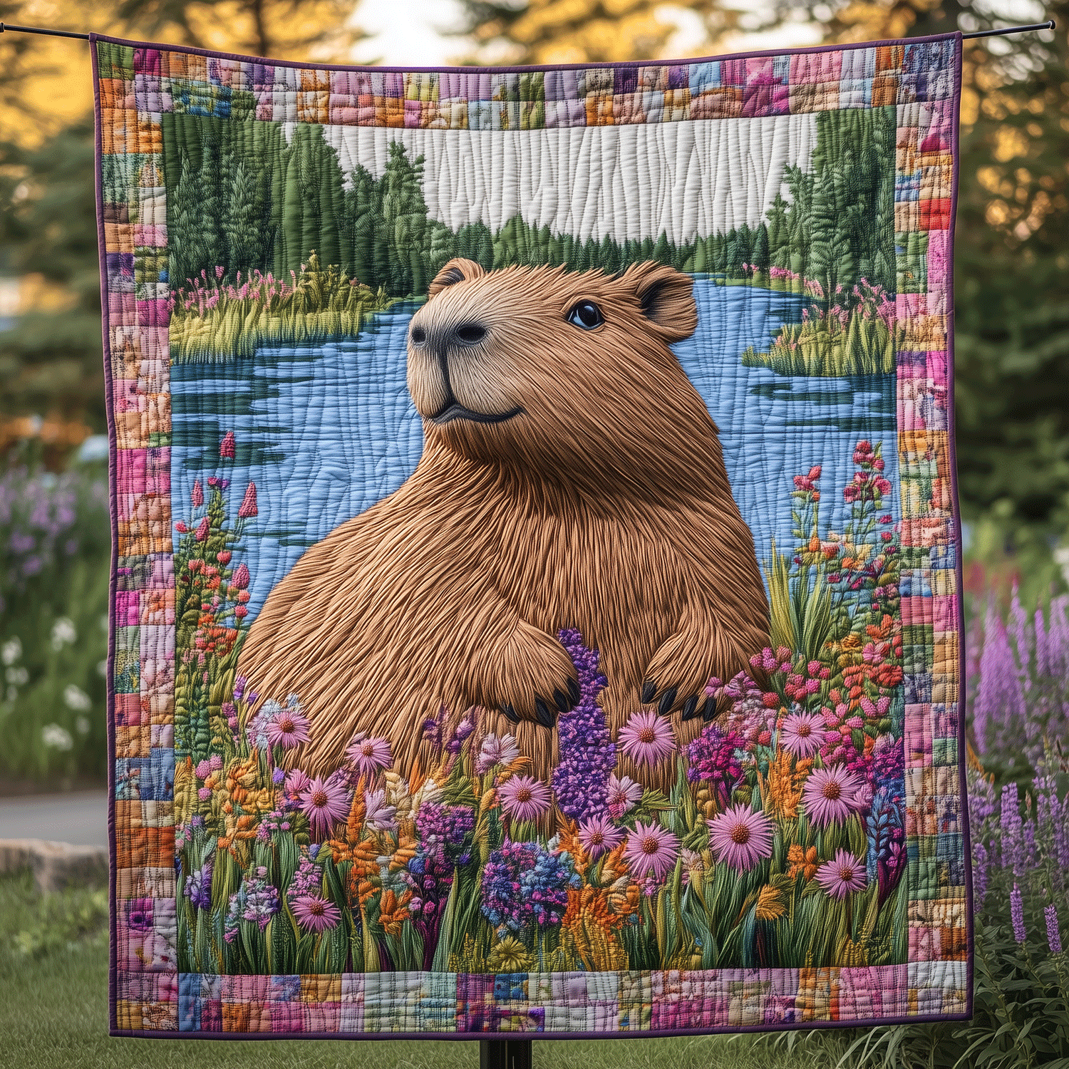 Capybara Serenity Quilted Blanket Christmas Holiday Capybara Lovers Gifts For Him - Marykun