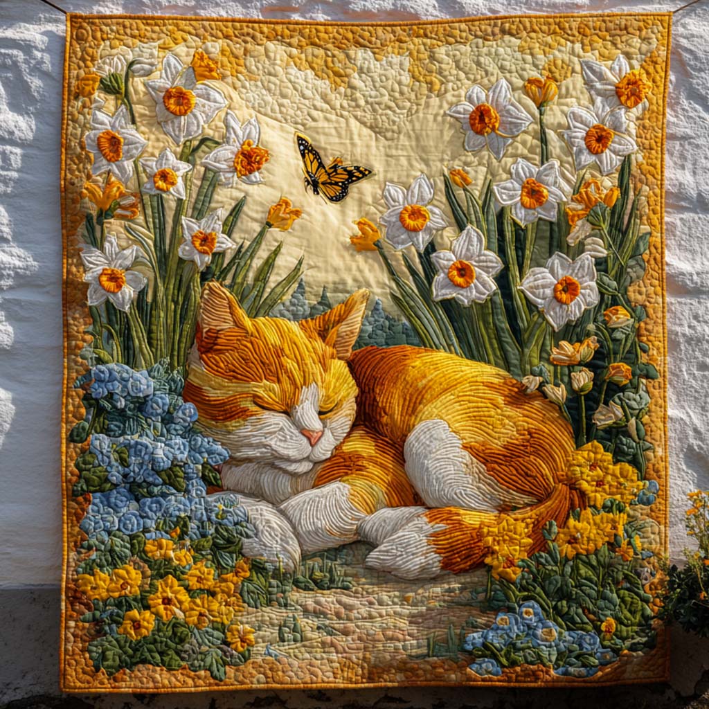 Cat Blossom Joy Quilted Blanket Cool Throw Blanket Cat Gifts Women - Marykun