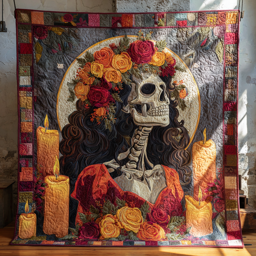 Catrina Dreams Quilted Blanket Day Of The Dead Blanket Christmas Ideas For Family - Marykun