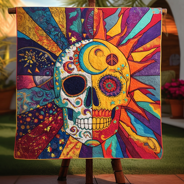 Celestial Calavera Quilted Blanket Day Of The Dead Blanket Family Christmas Present Ideas - Marykun