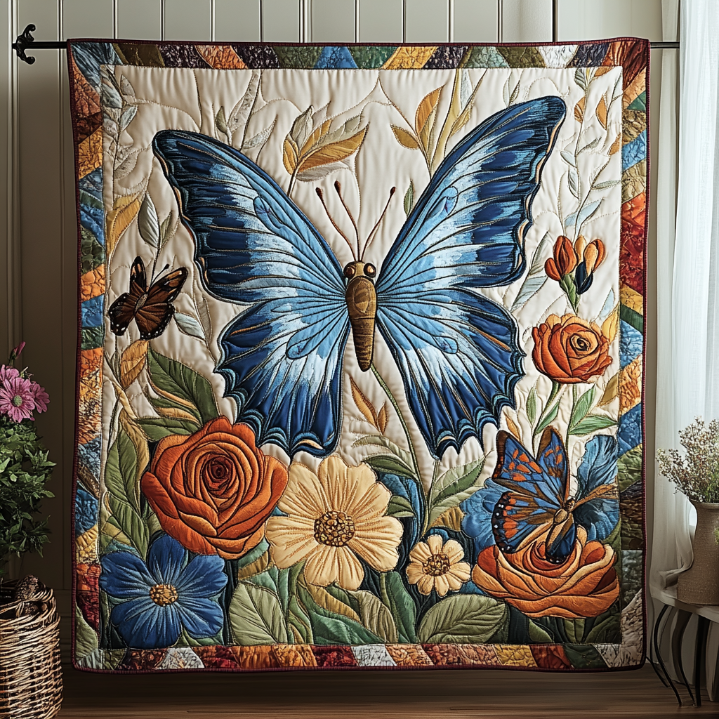 Celestial Flutter Quilted Blanket Bedroom Xmas Decor Butterfly Gifts For Adults - Marykun