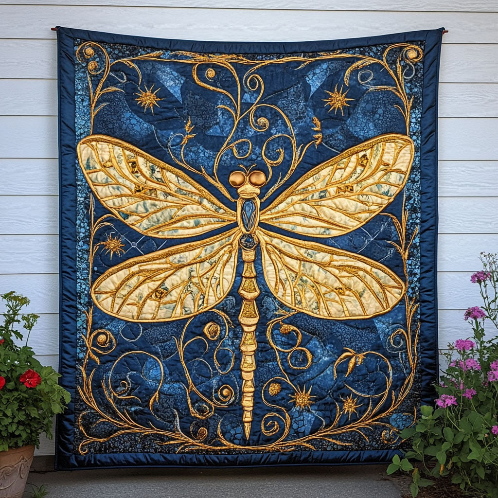 Celestial Glow Quilted Blanket Christmas Room Decor Dragonfly Gifts For Lady - Marykun