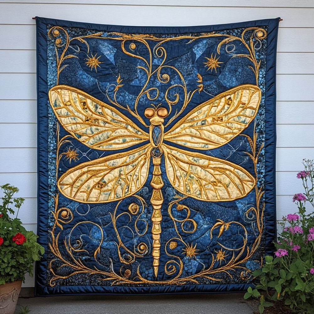Celestial Glow Quilted Blanket Christmas Room Decor Dragonfly Gifts For Lady - Marykun