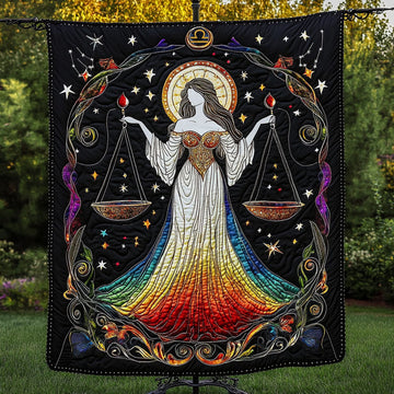 Celestial Libra Goddess Quilted Blanket Cute Throw Blanket Gifts For Libra Woman - Marykun