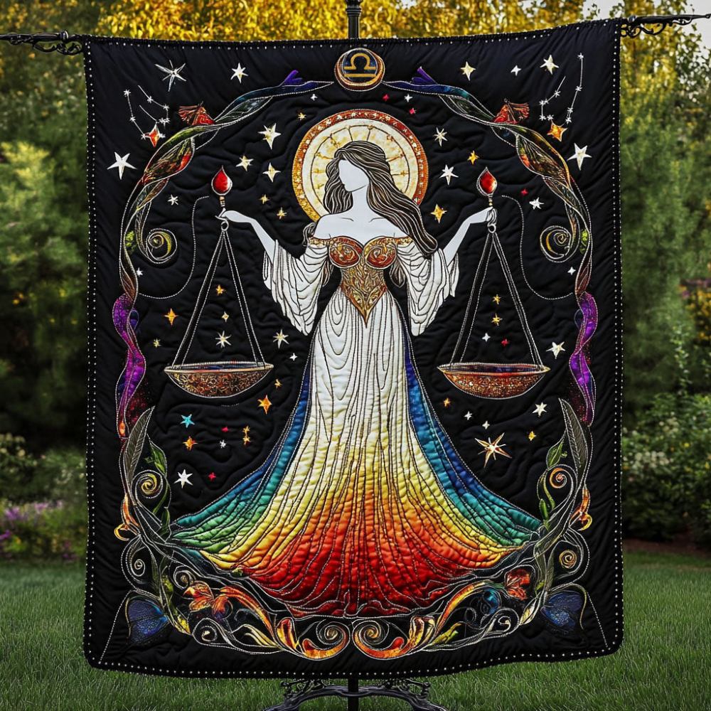 Celestial Libra Goddess Quilted Blanket Cute Throw Blanket Gifts For Libra Woman - Marykun