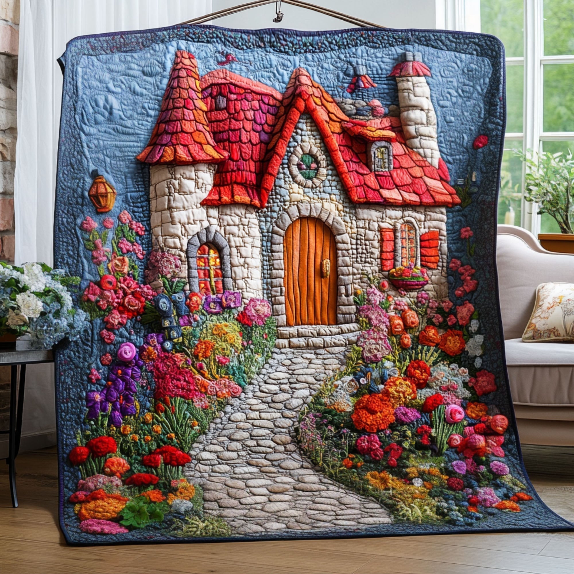 Celestial Tranquil Quilted Blanket Best Throw Blanket Gifts For People Love Elephant - Marykun