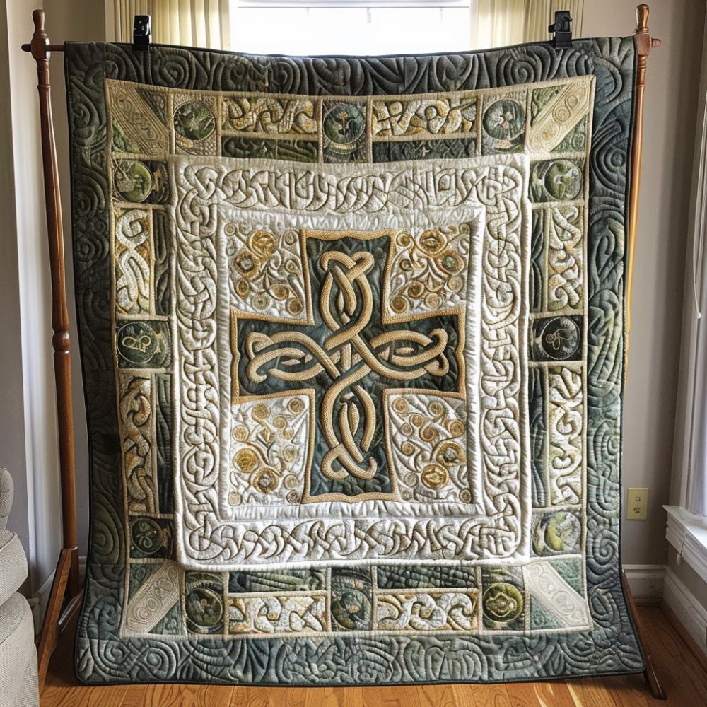 Celtic Cross Charm Quilted Blanket Sofa Couch Throw Blanket Skull Themed Gifts - Marykun