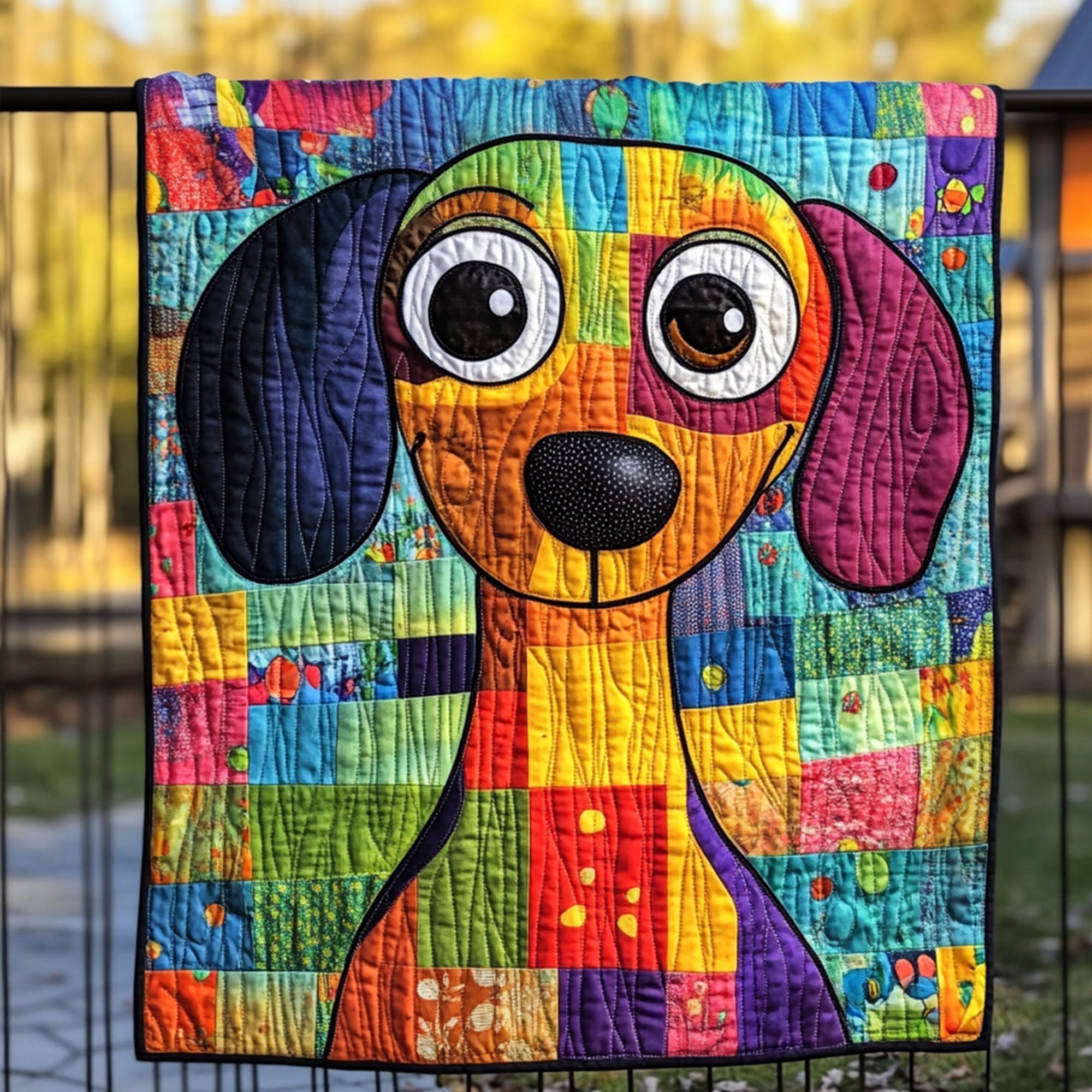 Cheerful Canine Quilted Blanket Sofa Couch Throw Blanket Dachshund Gifts For Her Him - Marykun