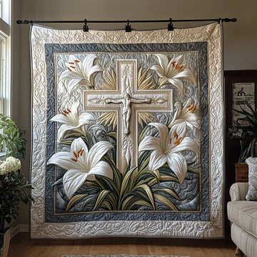Christian Cross Garden Quilted Blanket Cute Throw Blanket Halloween Birthday Gifts - Marykun